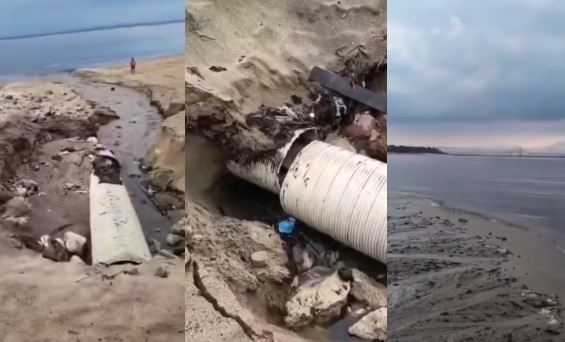 VÍDEO: Tubulação despeja água na praia da Ponta Negra e provoca revolta nas redes sociais