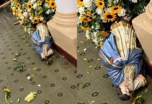 Homem é preso após dar ‘voadora’ em imagem de Nossa Senhora do século 18 durante ataqu3 a igreja