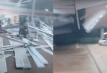 Vídeo: Motociclista se abriga da chuva e vê teto desabar diante dele em Iranduba